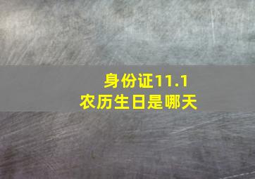 身份证11.1 农历生日是哪天